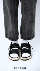 SAOKI - Sandal Slop Pria Traveling Sendal Gunung Wanita Slip On Warden Black