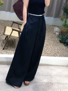 MANMI | Black Loose Fitting Wide Leg Pants for Summer