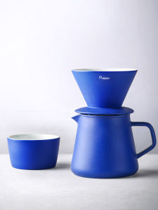 Nordic Style Ceramic Coffee Dripper Set Blue Hand-Poured Filter V60 Coffee Pot Sharing Cup Starburst Leak Coffee Cup