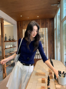 NIHAOKANONG | Áo Thun Cổ Tròn Tay Ngắn Slim Fit