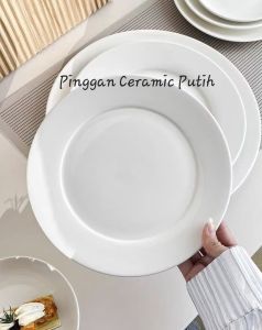Dinner Plate Set 10 Ceramic Tableware Flat Plates Hotel Quality Dinnerware Pinggan Kaca Pinggan Makan 10 inch