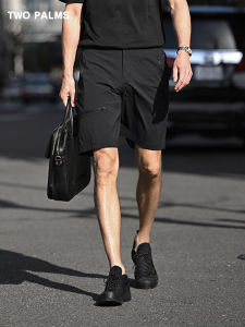กางเกงขาสั้นทำงานแห้งเร็ว Two Palms สำหรับผู้ชาย สีดำ ทรงหลวม กางเกงขายาวห้าส่วน สไตล์ลำลอง สำหรับใส่ไปทำงานในช่วงฤดูร้อน