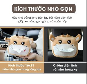 Hộp Đựng Khăn Giấy Treo Sau Ghế Ô Tô Hình Bé Thú Dễ Thương Cho Xe Hơi