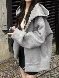 SHUQINGLAI | Women Fleece Hoodie Cardigan Thin Outerwear