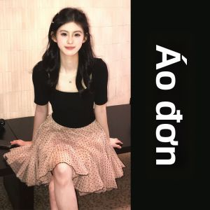 LIRUSHAN | Bộ Váy Hè Hai Mảnh Tay Ngắn Chấm Bi