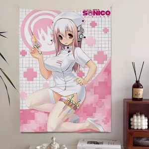 Soniko Nurse Tapestry Pink Cross x Syringe Anime Wind Bedroom Tapestry Cosplay Decoration Room Tapestry Bathroom Tapestry