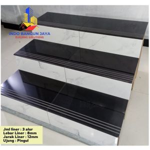 Stepnosing Granit 30x120 / 30X100 / 30X90 Marmer Hitam Glossy Lantai Tangga Custom