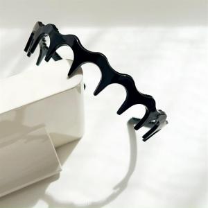 Womens High Hairline Anti-Slip Hairband with Wave Design And Teeth for Washing Face Organic Glass Hair Accessories