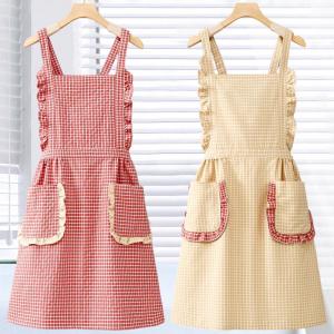 Cotton Apron Thin Breathable Kitchen Workwear Womens Cooking Special Uniform Cute Summer New Arrival Home Use Cleaning Tool