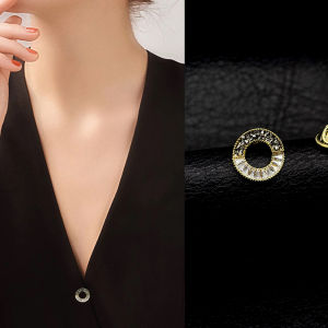 Minimalist Easiest for Match Export Export High-Grade Copper Plated Real Gold Rhinestone round Anti-Unwanted-Exposure Buckle Mini Brooch Button