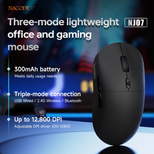 AJAZZ | Ajazz NJ07 Wireless Gaming Mouse Tri Mode Light Sound Computer Office Mouse 1K Hz Return Rate DPI Adjustment 12800