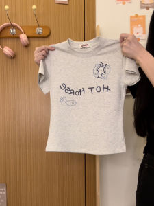 Áo Thun Nữ Tay Ngắn Thêu Chữ Thời Trang Mùa Hè Thường Ngày Cotton Co Giãn Cổ Tròn in Chữ Phong Cách Hàn Quốc