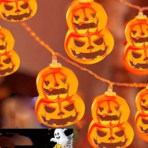 1PC 10/20LED Halloween Decorations 2 Layer Orange Pumpkin String Lights Battery Powered String Lights for Indoor Outdoor Party