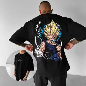 Bandai | Dragon Ball Anime Vegeta Joint Cotton T-shirt Summer Mens and Womens Street Hip Hop Loose Casual Short Sleeve Top