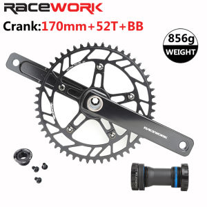 RACEWORK Road Bike Crankset 10/11/12 Speed Silver/Black Glossy Polished Crank 170mm Aluminum Single And Double Disc Sprocket