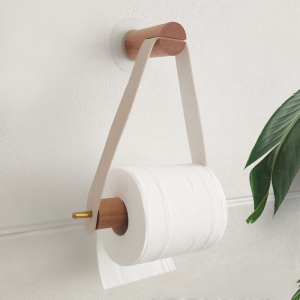 Wall Mount Wooden Toilet Paper Holder Vintage Bathroom Tissue Storage Multipurpose Hand Towel & Roll Paper Dispenser Rack