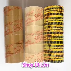 Combo 3 cây băng keo trong đục hàng dễ vỡ loại 100yard/1kg/6 cuộn rộng 4.7cm lõi 5mm Tặng dao cắt băng keo