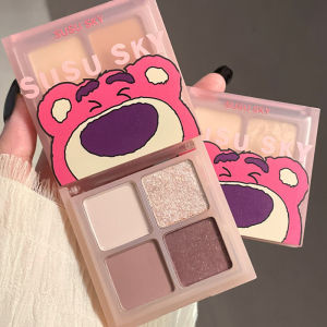 💄Orfila Pelat Eye Shadow Empat Warna Beruang Stroberi Pelat Eye Shadow Payet Berkilau Mutiara Matte