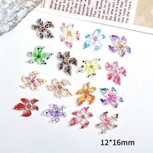 Soft-carved Ice Crystal Lily Nail Decoration Mixed 3D Resin Gradient Colorful Jelly Lily 3D Nail Art Charms Accessories DIY 30Pc