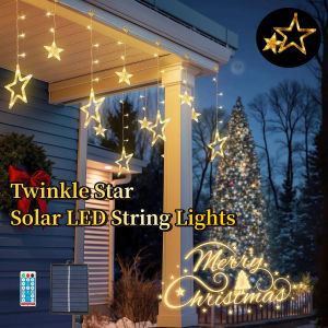 2M Outdoor Solar String Lights 138LED Waterproof with Remote 8 Modes Party Decoration Lights for Garden Wedding Christmas