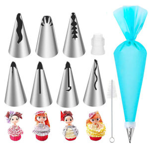 10pcs Ruffle Piping Tips Set Icing Piping Nozzles Reusable Frosting Pastry Bags Fondant Smoother DIY Cake Baking Decorator Tool