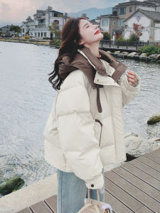 Shalldoer | Color Block Short Padded Jacket Hooded Warm Winter Coat