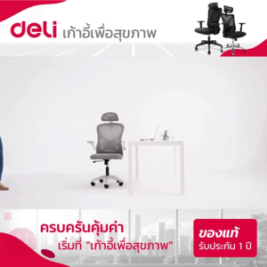 Deli เก้าอี้ทำงาน เก้าอี้สำนักงาน เก้าอี้ทำงานเพื่อสุขภาพ ปรับเอนได้ รองรับช่วงเอว บรรเทาอาการปวดหลัง รับประกัน 1ปี Office Chair