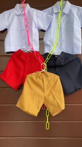 2-in-1 Terno Polo Shorts School Uniform for Boys Day care Kinder Elementary | Red Khaki Navy Blue | Theo Clothing