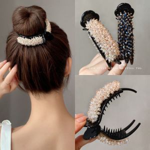 Fashion Back Head Beaded Korean Simple Ball Hair Catch Crystal Hair Clip Hair Accessories Top Clip Hairpin for Women