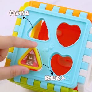 Puzzle Building Block Toy ABS Cubic Hexahedron 6-Sided Splicing Number Animals Fruits Graphic Cognitive Exercise Hand-eye Ability