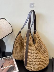 Summer 2025 Trendy Straw Woven Bag Vacation Beach Single Shoulder Crossbody Large Capacity Simple Fashion Womens Bag