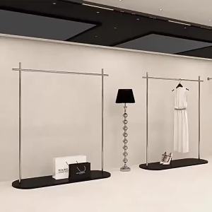 Stainless Black Freestanding Garment Display Shelf