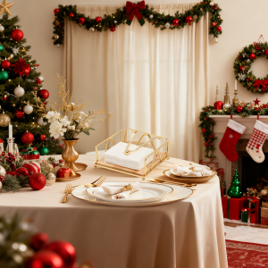 Gold Modern Napkin Holder for Table with Weighted Arm Square Metal Flat Napkin Holder Farmhouse Napkin Box Rustic Napkin Tray