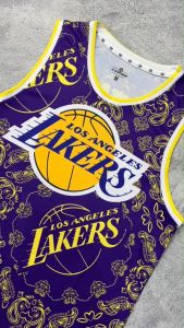 Jersey Kobe Bryant La Lakers #24 PATTERN UNGU - Swingman Bola Basket NBA Baju Kaos