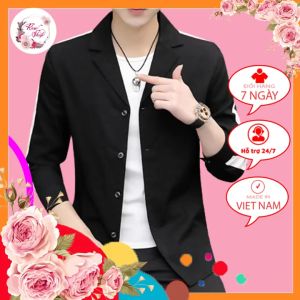 Áo sơ mi nam cổ vest phối kẻ đen trắng cánh tay tạo điểm nhấn hàng thiết kế cao cấp T12