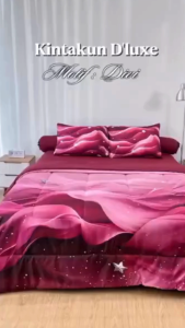 USHOP Kintakun Dluxe Set Bedcover + Sprei Fitted 180x200 / 160x200 Tinggi 25 cm Motif Exlusive Digital Printing Double Karet Bahan Microtex Dispress Sargul Sudah Terpasang