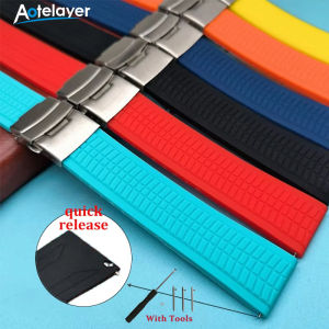 Aotelayer 20mm 22mm 24mm Silicone Soft Rubber Watch Strap Quick Release Bracelet Waterproof Universal Wristband for seiko for Samsung Galaxy Watch Band