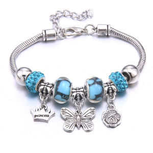 สร้อยข้อมือกำไลข้อมือเครื่องประดับผีเสื้อสีขาวมงกุฎลูกปัดสร้อยข้อมือแบรนด์สร้อยข้อมือผู้หญิงของขวัญมิตรภาพ ﻿