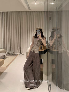 Black Bean Huhum Plant-Based Aesthetic Wide Leg Pants Womens Summer Gradient Color Loose Elastic Waist Casual Straight Leg Pants