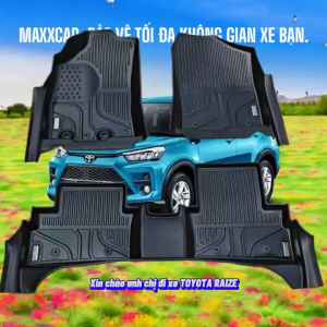 RAIZE 24+: Thảm lót sàn MAXXCAR nhựa TPE đúc 5D xe TOYOTA RAIZE 20242025+ Rối xám logo cao cấp.
