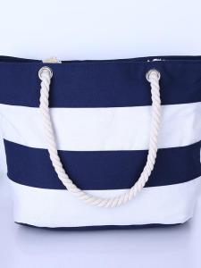 Manila Rope Stripes Patchwork Canvas Bag for Women Casual Travel Shopping Practical Large Capacity Satchel Canvas Bag