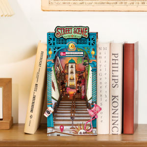 ROBOTIME Rolife Street Scene LED DIY Book Nook Shelf Puzzle miniature Dollhouse Toys Insert Child boy girls Gifts