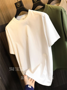 Silky Touch! Liquid Ammonia Treatment/Basic Base Shirt! Summer Men Pure Color round Neck Breathable Plaid Short Sleeved T-shirt