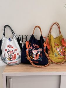 Same Style as Gao Yuanyuans Bag Embroider Guan Ball Satchel Shopping Bag Womens Crossbody Shoulder Large Capacity Nylon Bag
