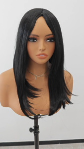 Mid Split Straight Wig Hair 50cm Women Natural Breathable Synthetic Fluffy Full Head Long Big Wavy Hair Natural Heat Resistant Hair