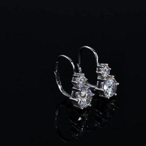 A pair of 925 silver 1.3 carat*2 moissanite earrings simple and versatile for everyday use autumn and winter holiday gifts