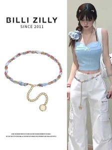BILLI ZILLY | Thắt lưng dây thắt eo kim loại phong cách Y2K nhỏ sang trọng đi kèm váy quần khăn choàng Bohemian trang trí phụ kiện thời trang nữ