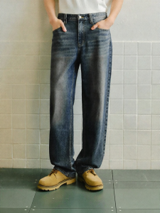 Semir | Quần Jeans Denim Thô Phong Cách Mỹ Dáng Rộng Ống Thẳng Họa Tiết Whiskers Cổ Điển Cho Nam 2026 Thu Đông Mới