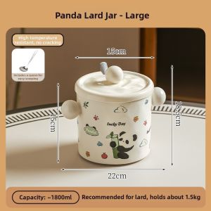 Panda Design Ceramic Heat-resistant With Spoon Large Capacity Condiment Jar