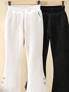 Spring and Autumn Girls Flared Pants 2023 New Medium and Large Childrens Clothing Western Style Fashion Girls Bootcut Trousers Childrens Black Advanced